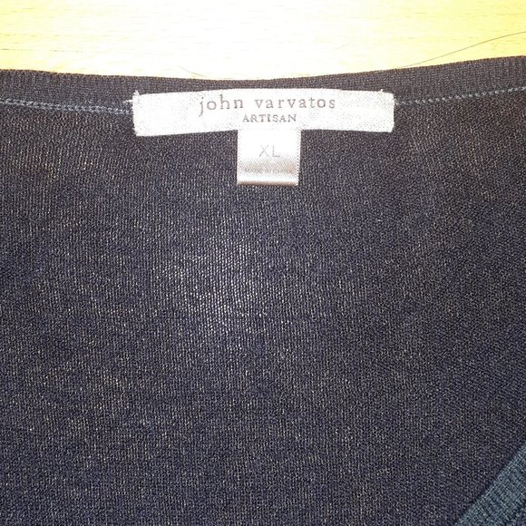 John Varvatos Artisan Dark Navy Cashmere Silk Knit Henley (Large - Xlarge) - Picture 2 of 6